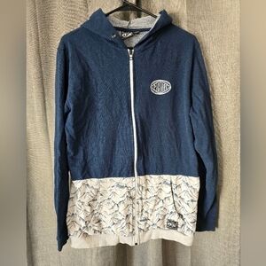 Picture Organic Clothing Mens Full Zip Navy Blue Hoodie XL Mountain Print